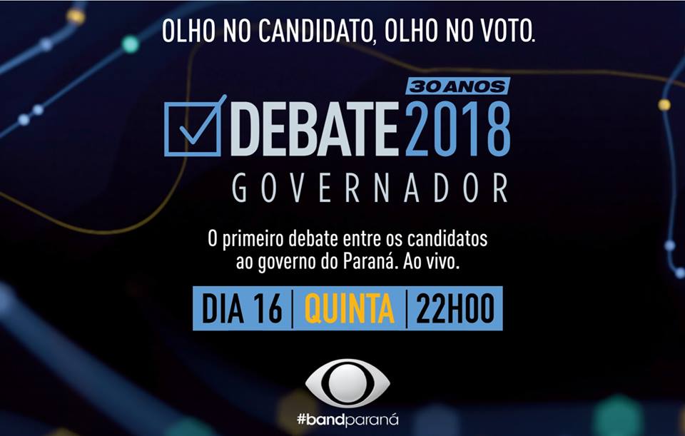  Primeiro debate de TV entre candidatos ao governo será nesta quinta, na Band