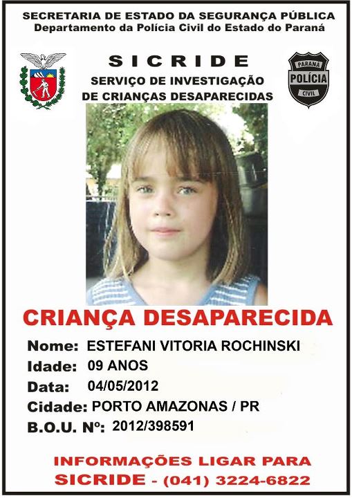  Menina de 9 anos está desaparecida desde sexta-feira em Porto Amazonas