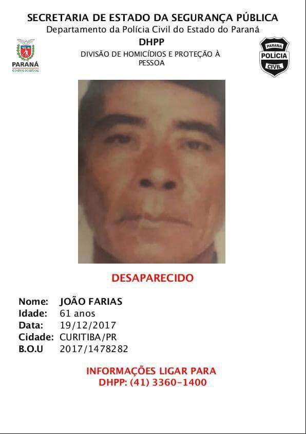  Homem desaparece após ser hospitalizado em Curitiba