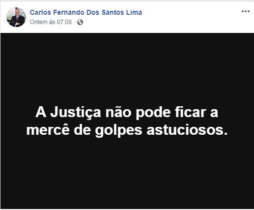  Procurador da Lava Jato se manifesta no Facebook sobre embate no Judiciário envolvendo a soltura de Lula