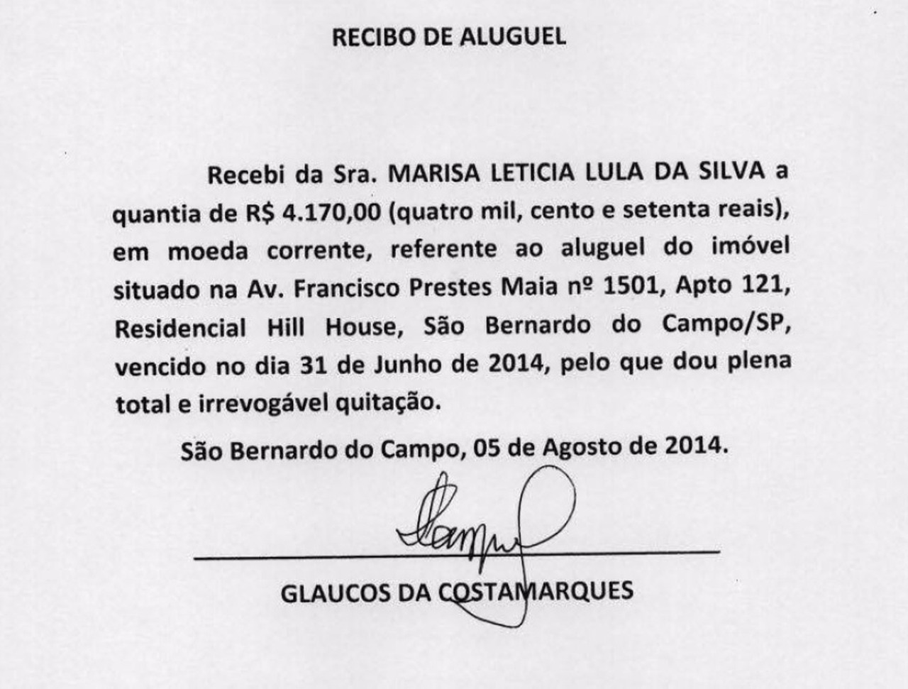  Defesa de Lula afirma ter recibos originais de aluguel de apartamento investigado na Lava Jato
