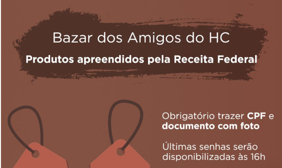  Bazar Amigos do HC tem mais de cinco mil produtos apreendidos pela Receita Federal