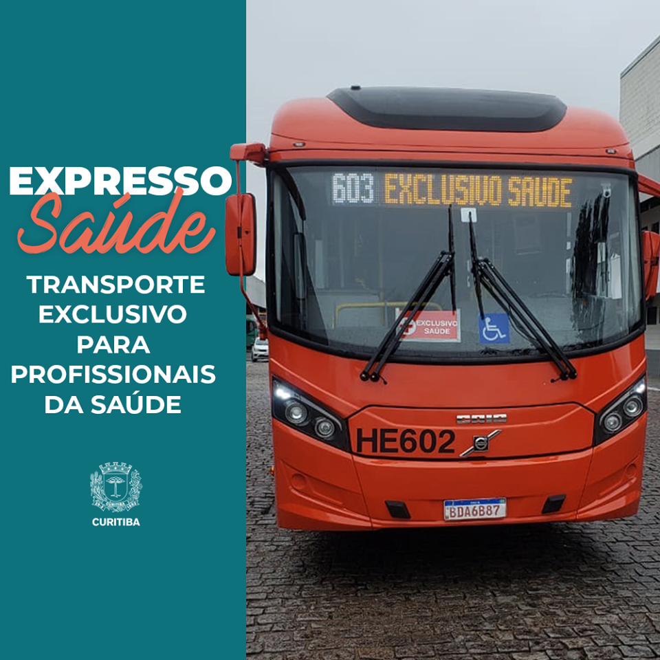  Profissionais da saúde têm linha de ônibus exclusiva, em Curitiba