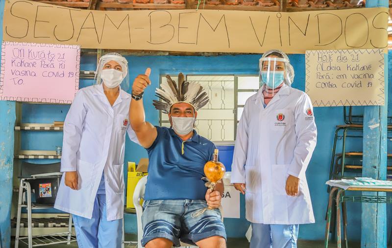  População indígena da aldeia Kakané Porã, no Tatuquara, recebe vacina contra covid-19