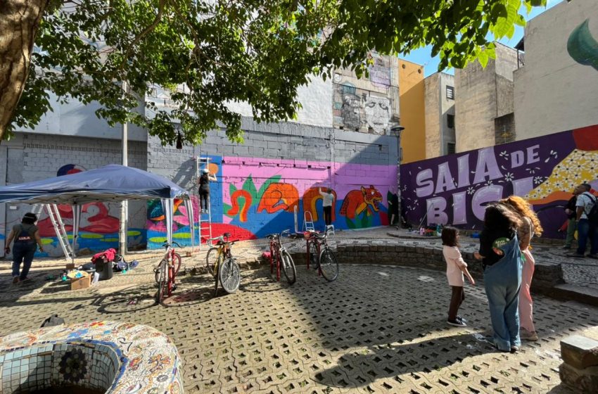  Praça de Bolso de Ciclistas ganha mural sobre Amazônia