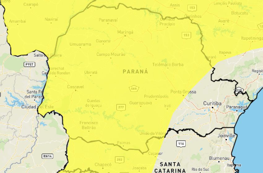  Paraná tem novo alerta para chuva forte  