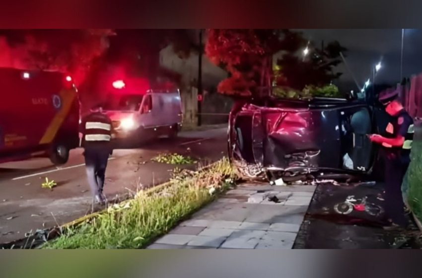  Casal fica ferido após carro cair de viaduto em Curitiba