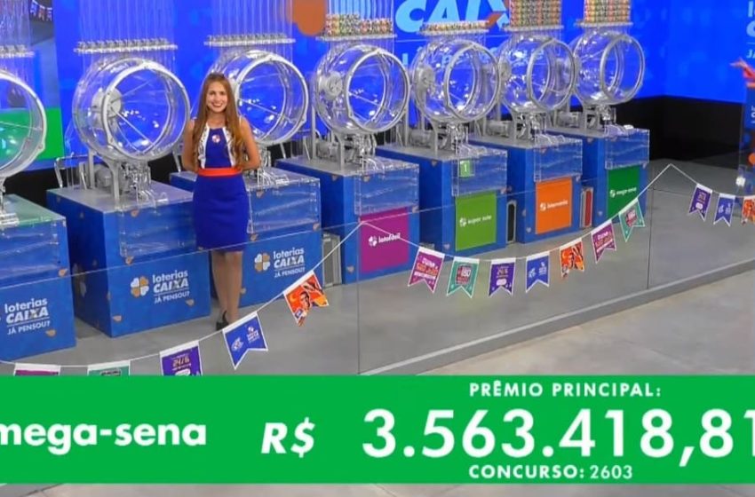  Veja os números sorteados no Concurso 2603 da Mega-Sena