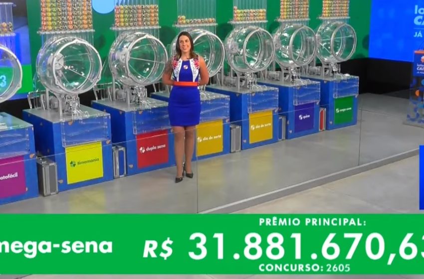  Veja os números sorteados no Concurso 2605 da Mega-Sena