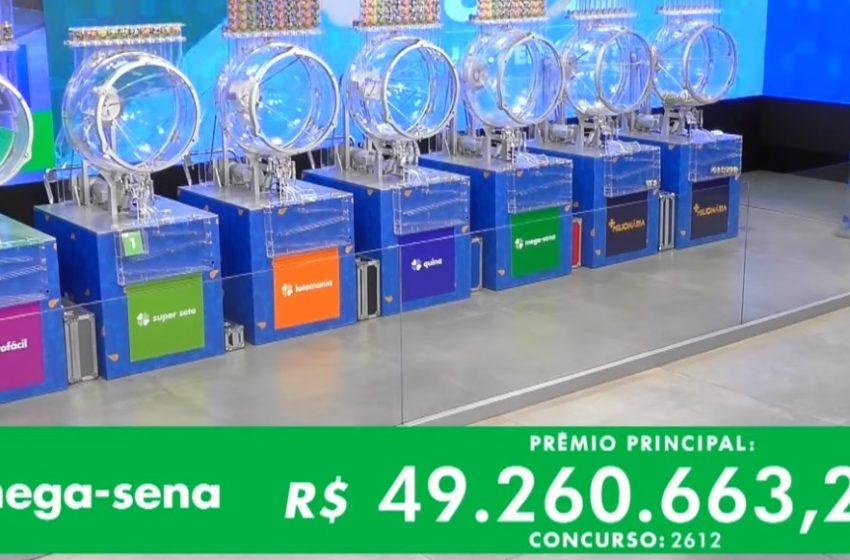  Veja os números sorteados no Concurso 2612 da Mega-Sena