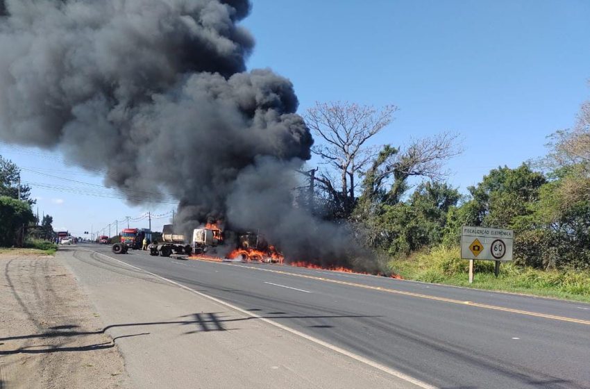  Grave acidente provoca incêndio em Ponta Grossa