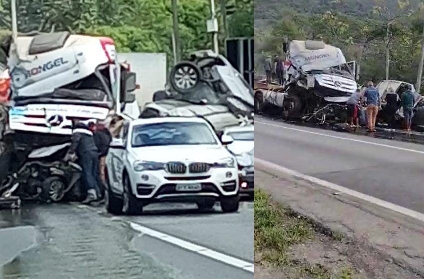  Caminhão perde freios e causa acidente gravíssimo na BR-376