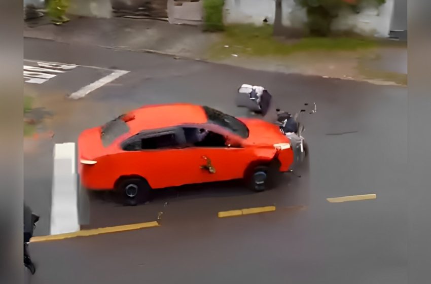  Após briga de trânsito, motorista atropela moto duas vezes