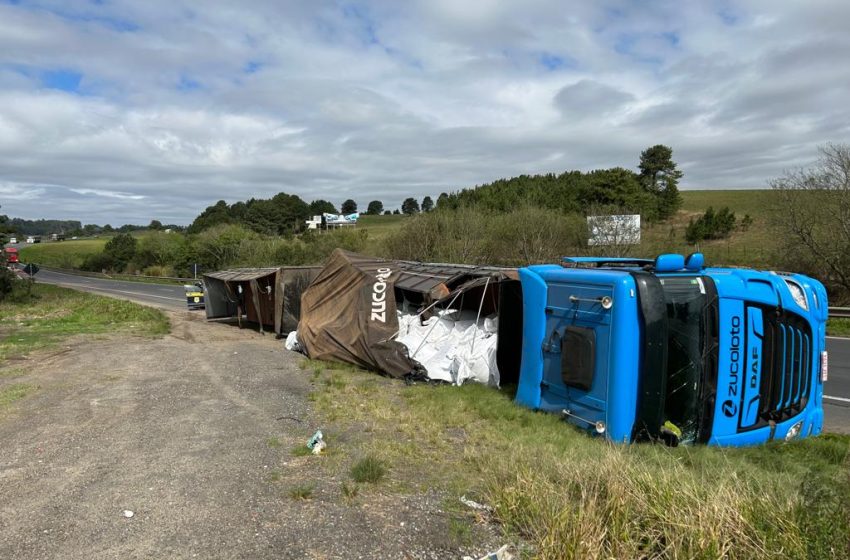  Motorista com sinais de embriaguez tomba caminhão na BR-376