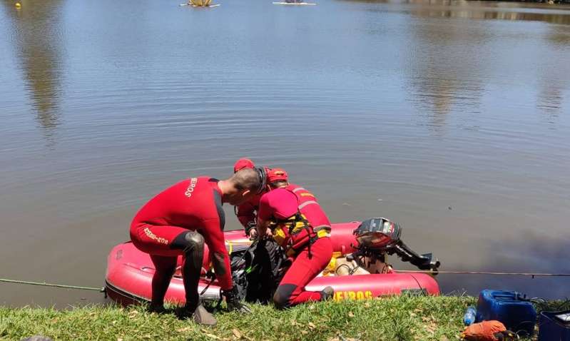  Homem desaparece em lago de Londrina; bombeiros fazem buscas