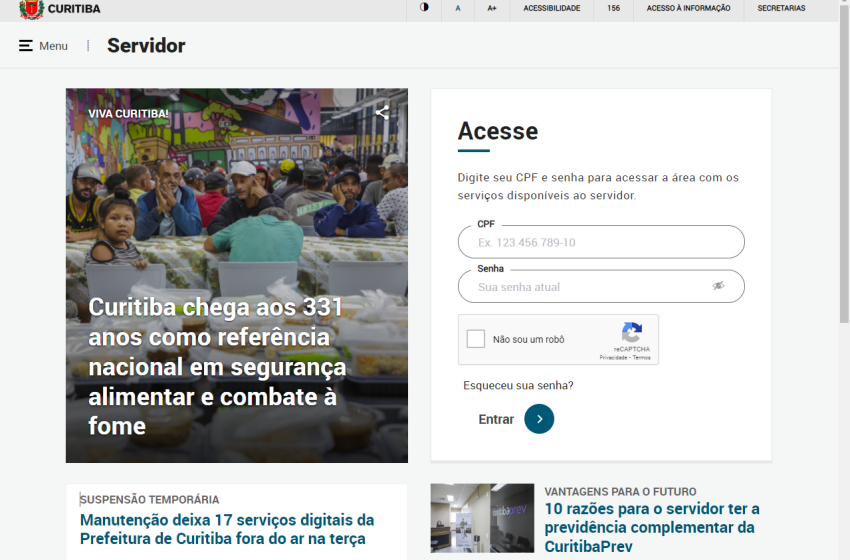  Serviços digitais da Prefeitura de Curitiba ficam indisponíveis nesta terça