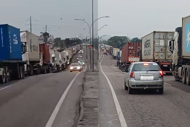 Caminhoneiros relatam filas de 15 km no Porto de Paranaguá