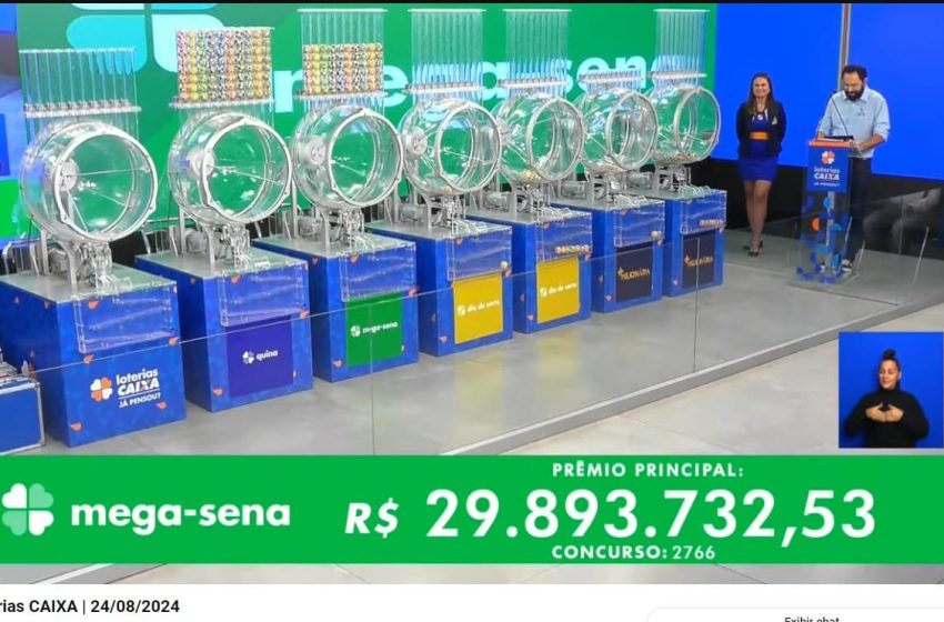  Veja os números sorteados no Concurso 2766 da Mega-Sena