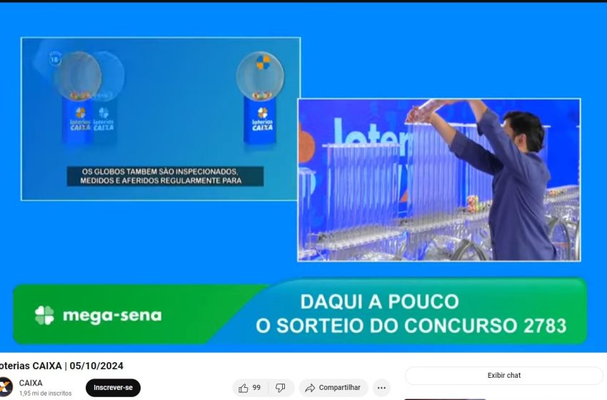 Assista o sorteio do Concurso 2783 da Mega-Sena. VÍDEO