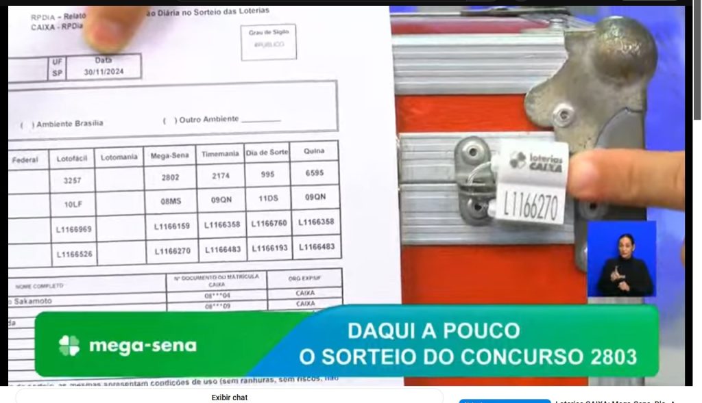 Assista o sorteio do Concurso 2803 da Mega-Sena. VÍDEO