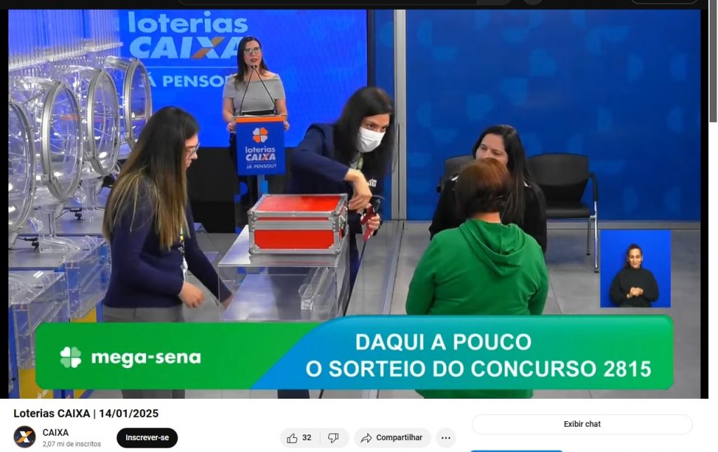 Assista o sorteio do Concurso 2815 da Mega-Sena. VÍDEO