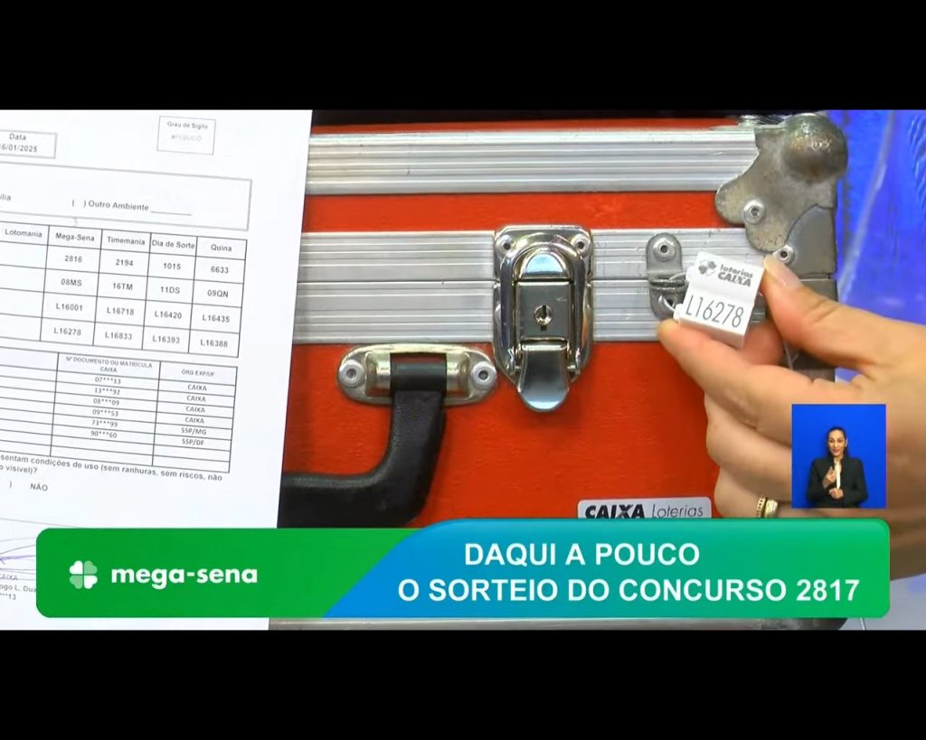 Assista o sorteio do Concurso 2817 da Mega-Sena. VÍDEO